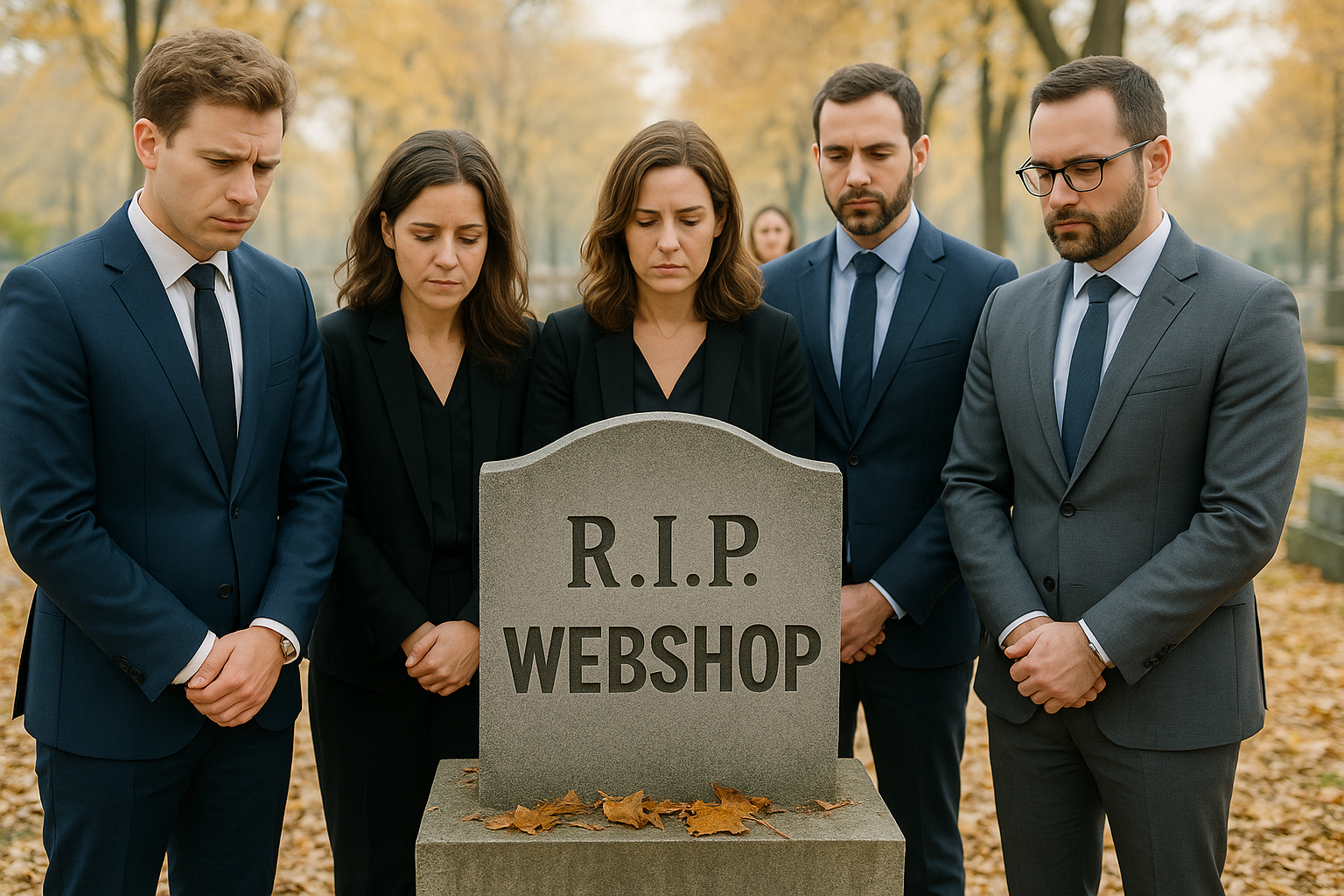 Marketing manager is mourning at the grave of his webshop Marketing manager is mourning at the grave of his webshop